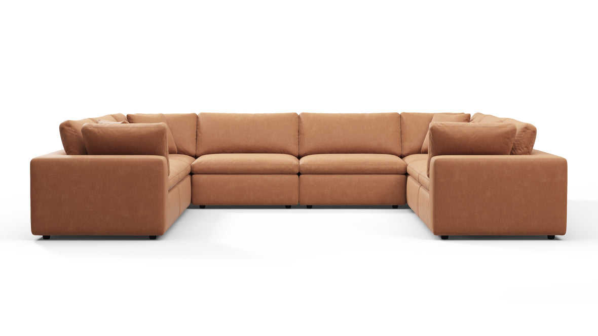 Sky - Sky Sectional Sofa, Eight Seater, Tan Vegan Leather