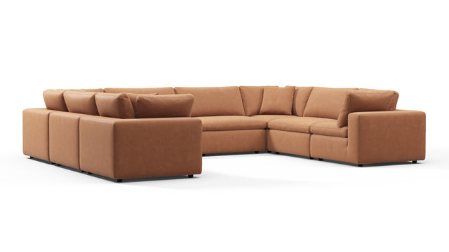 Sky - Sky Sectional Sofa, Eight Seater, Tan Vegan Leather