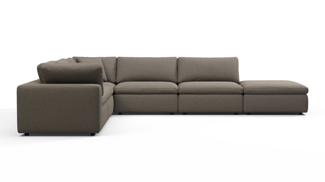 Sky - Sky Sectional Sofa, Five Seater, Left Corner, Coffee Brushed Weave