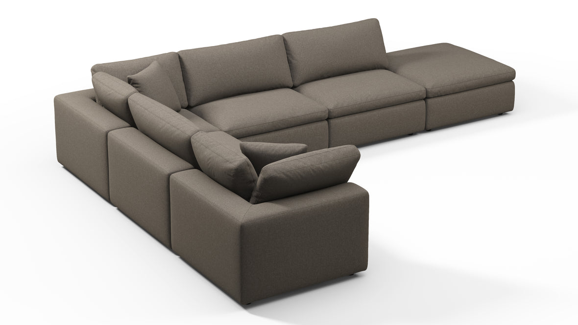 Sky - Sky Sectional Sofa, Five Seater, Left Corner, Coffee Brushed Weave