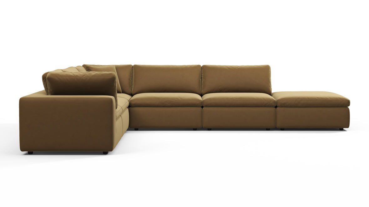 Sky - Sky Sectional Sofa, Five Seater, Left Corner, Old Gold Velvet