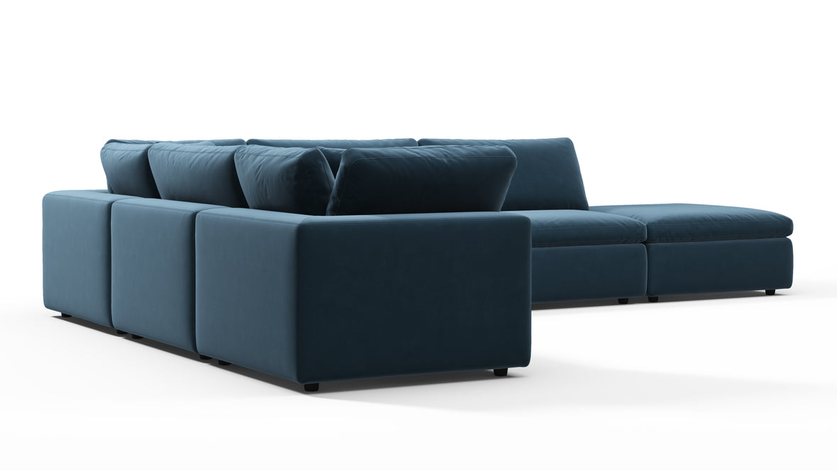 Sky - Sky Sectional Sofa, Five Seater, Left Corner, Prussian Blue Luxe Velvet