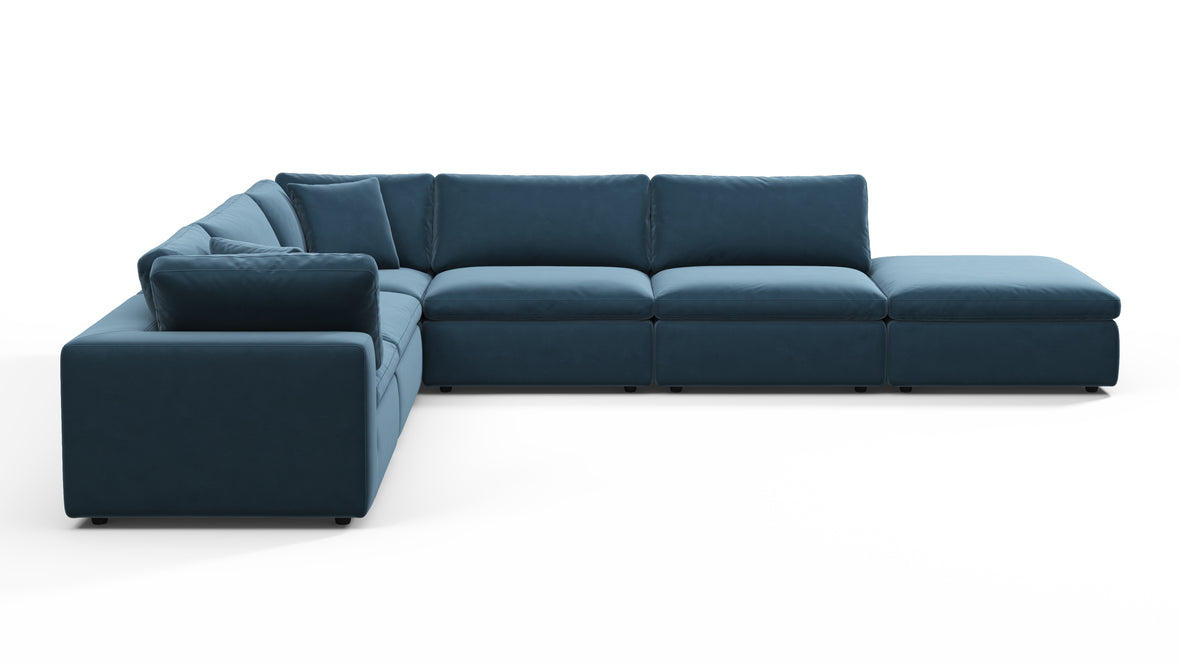 Sky - Sky Sectional Sofa, Five Seater, Left Corner, Prussian Blue Luxe Velvet