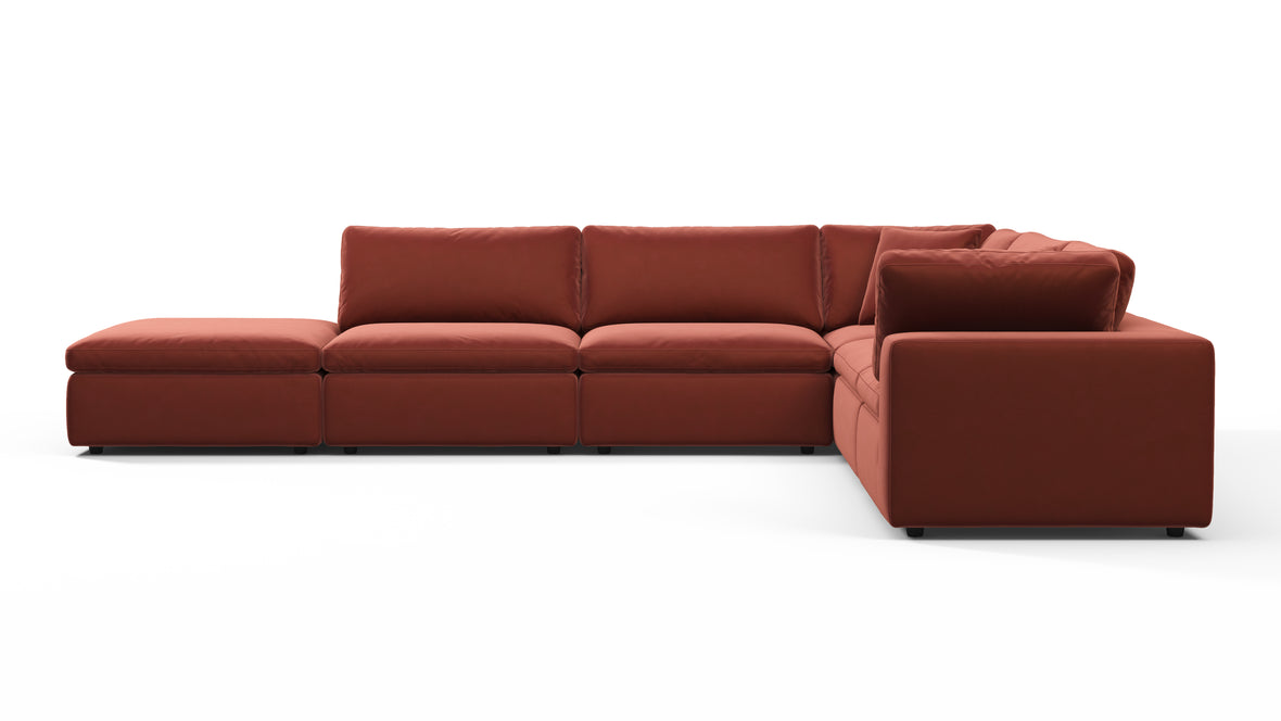 Sky - Sky Sectional Sofa, Five Seater, Right Corner, Cinnamon Velvet