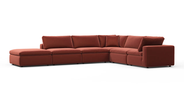 Sky - Sky Sectional Sofa, Five Seater, Right Corner, Cinnamon Velvet