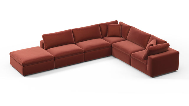 Sky - Sky Sectional Sofa, Five Seater, Right Corner, Cinnamon Velvet