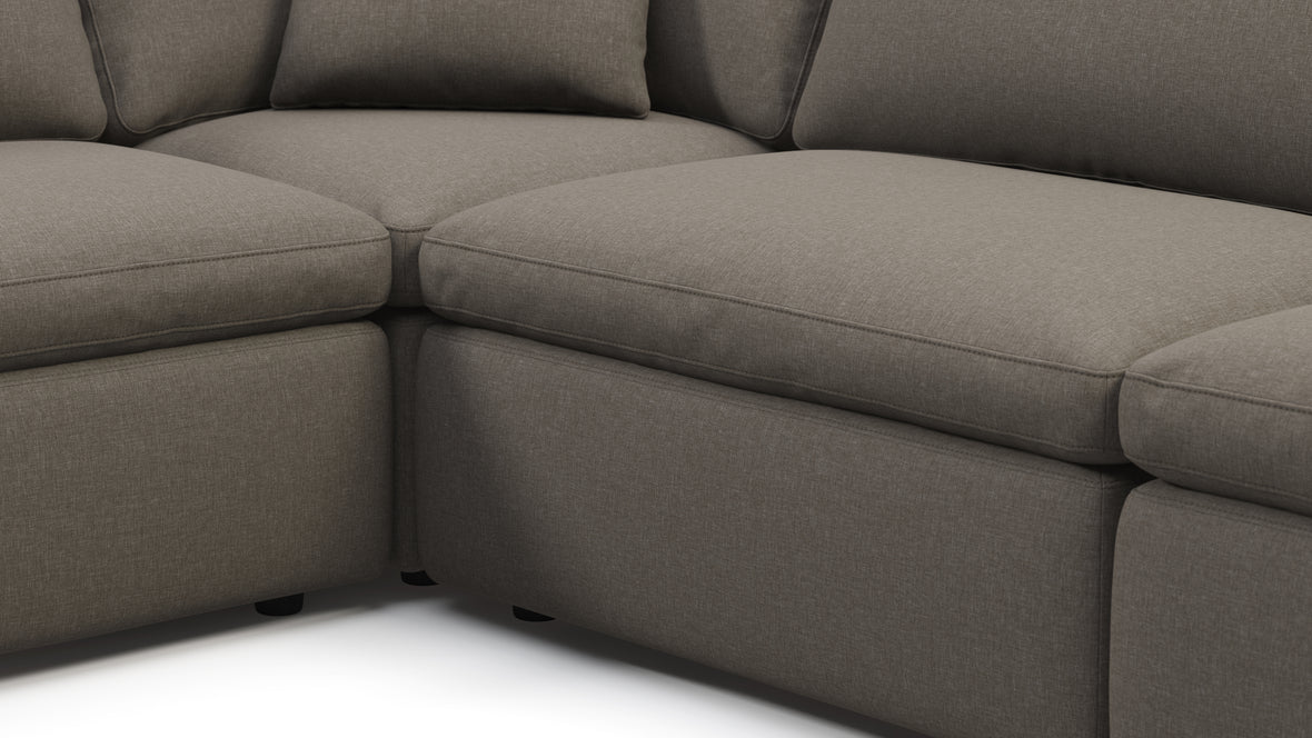 Sky - Sky Sectional Sofa, Five Seater, Right Corner, Coffee Brushed Weave