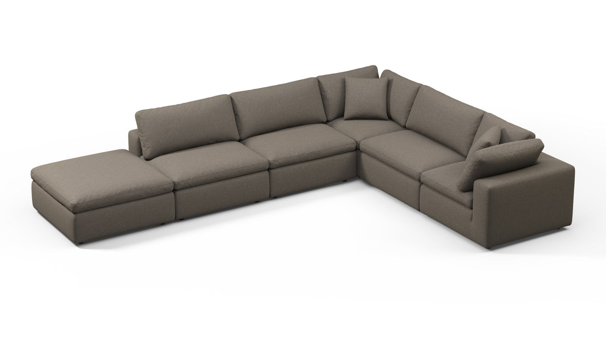 Sky - Sky Sectional Sofa, Five Seater, Right Corner, Coffee Brushed Weave