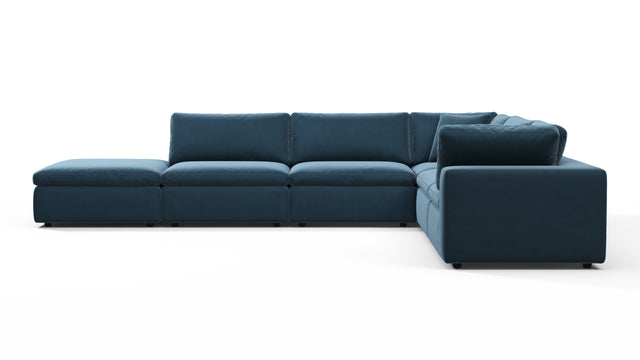 Sky - Sky Sectional Sofa, Five Seater, Right Corner, Prussian Blue Luxe Velvet