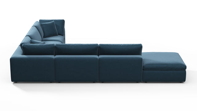 Sky - Sky Sectional Sofa, Five Seater, Right Corner, Prussian Blue Luxe Velvet