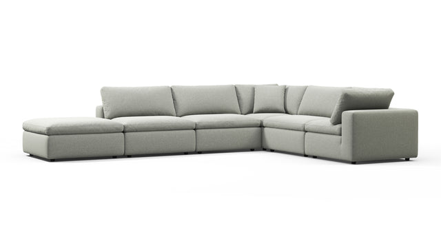 Sky - Sky Sectional Sofa, Five Seater, Right Corner, Soft Gray Brushed Weave