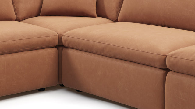 Sky - Sky Sectional Sofa, Five Seater, Right Corner, Tan Vegan Leather