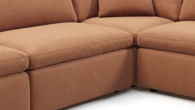 Sky - Sky Sectional Sofa, Five Seater, Left Corner, Tan Vegan Leather