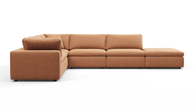 Sky - Sky Sectional Sofa, Five Seater, Left Corner, Tan Vegan Leather