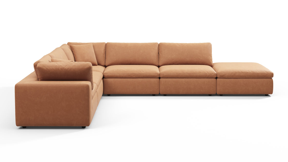 Sky - Sky Sectional Sofa, Five Seater, Left Corner, Tan Vegan Leather