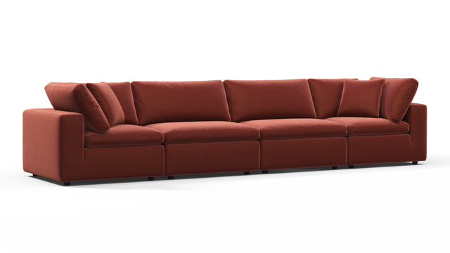 Sky - Sky Sectional Sofa, Four Seater, Cinnamon Velvet