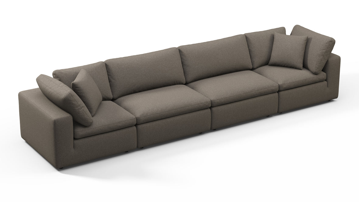 Sky - Sky Sectional Sofa, Four Seater, Coffee Brushed Weave