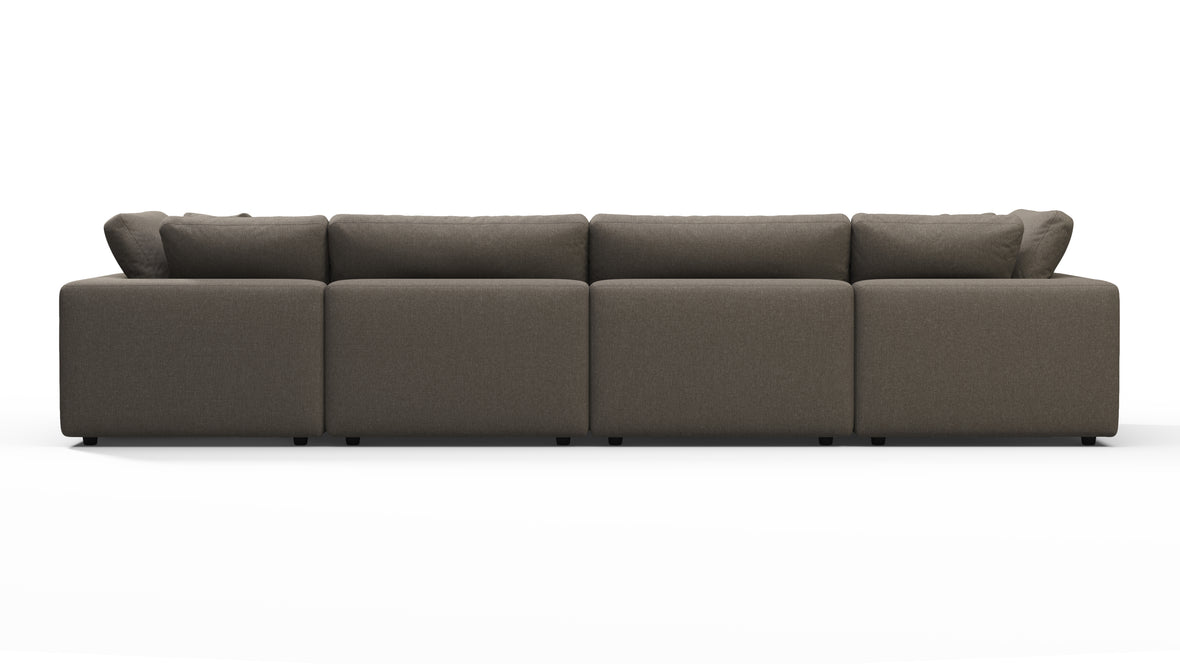 Sky - Sky Sectional Sofa, Four Seater, Coffee Brushed Weave