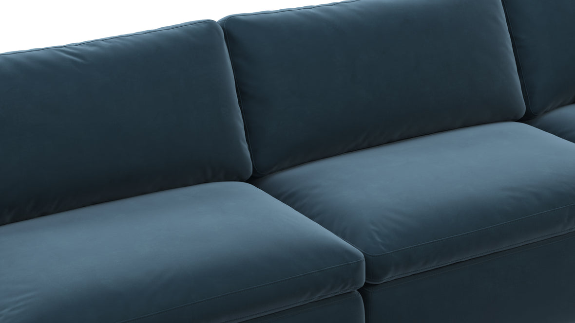 Sky - Sky Sectional Sofa, Four Seater, Prussian Blue Luxe Velvet