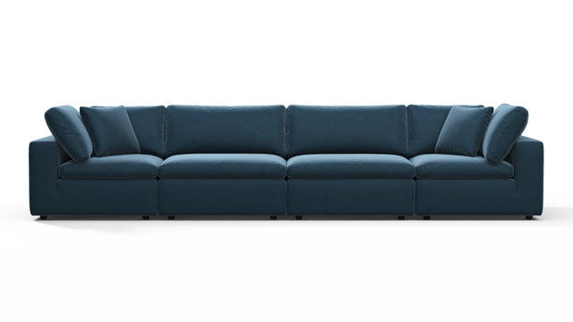 Sky - Sky Sectional Sofa, Four Seater, Prussian Blue Luxe Velvet