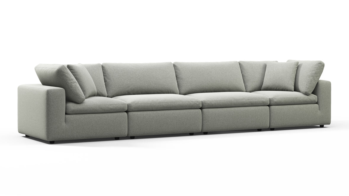 Sky - Sky Sectional Sofa, Four Seater, Soft Gray Brushed Weave