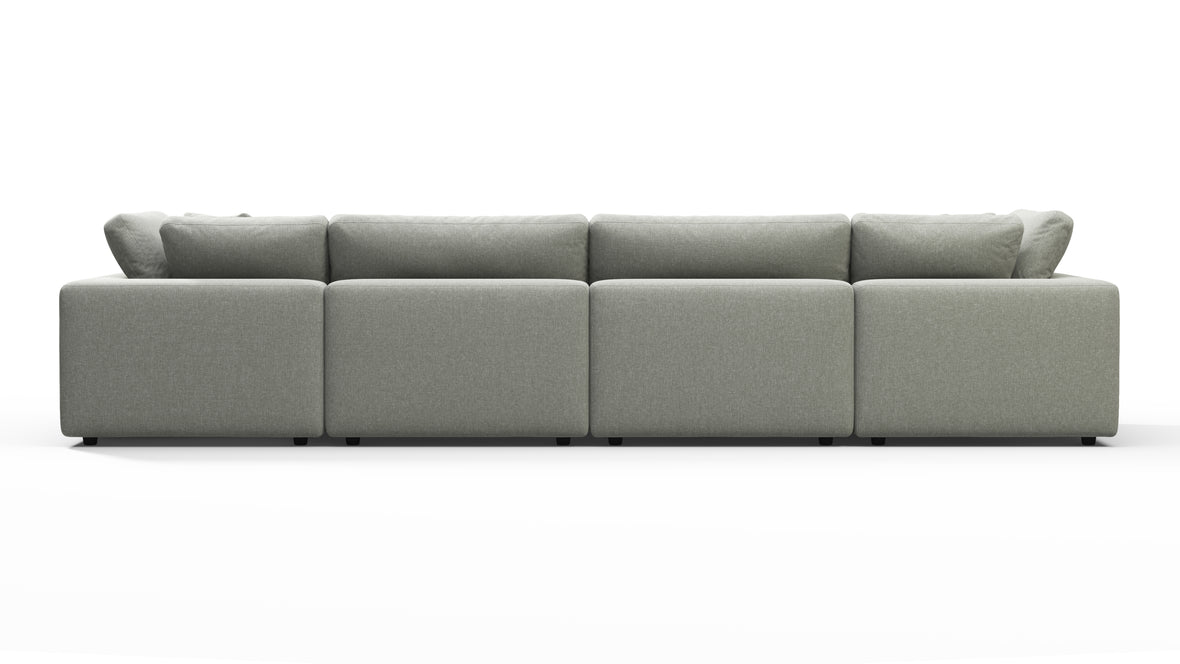 Sky - Sky Sectional Sofa, Four Seater, Soft Gray Brushed Weave