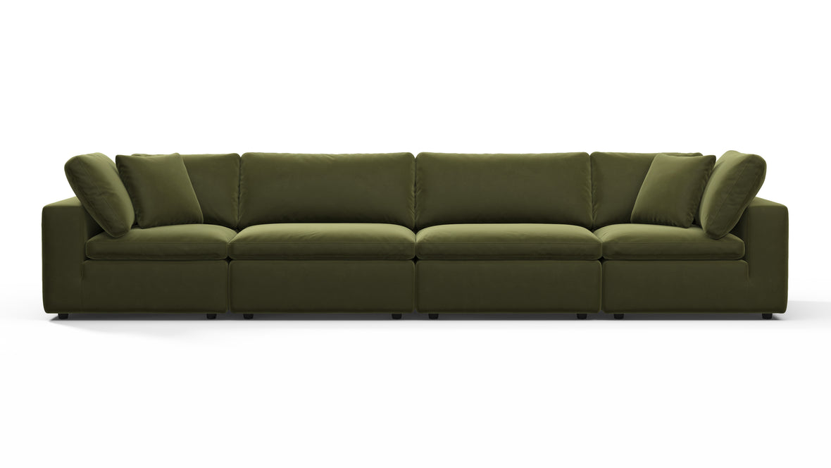 Sky - Sky Sectional Sofa, Four Seater, Spruce Luxe Velvet