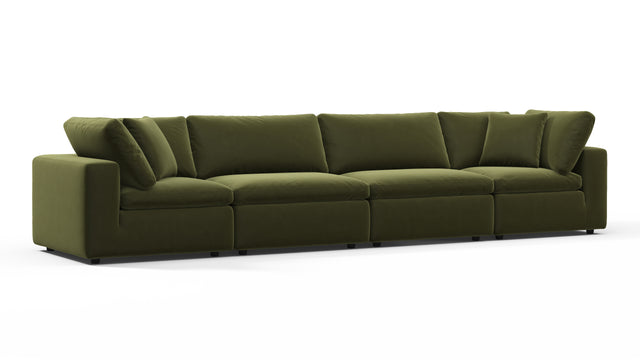 Sky - Sky Sectional Sofa, Four Seater, Spruce Luxe Velvet