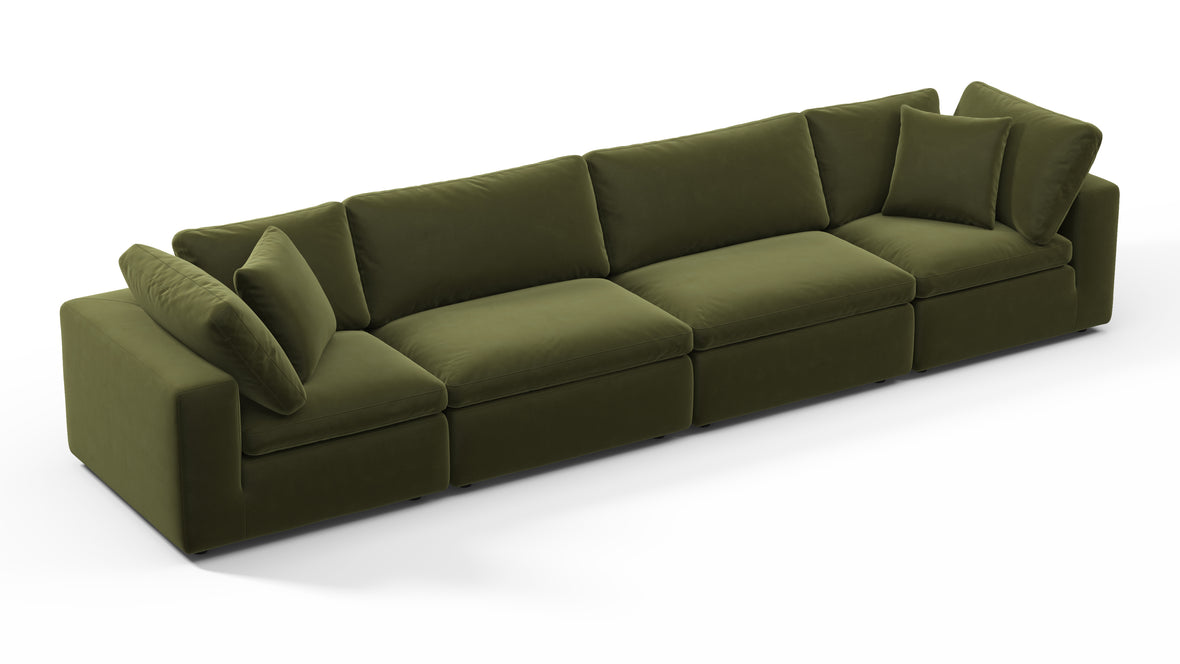 Sky - Sky Sectional Sofa, Four Seater, Spruce Luxe Velvet