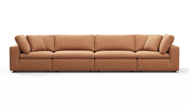 Sky - Sky Sectional Sofa, Four Seater, Tan Vegan Leather