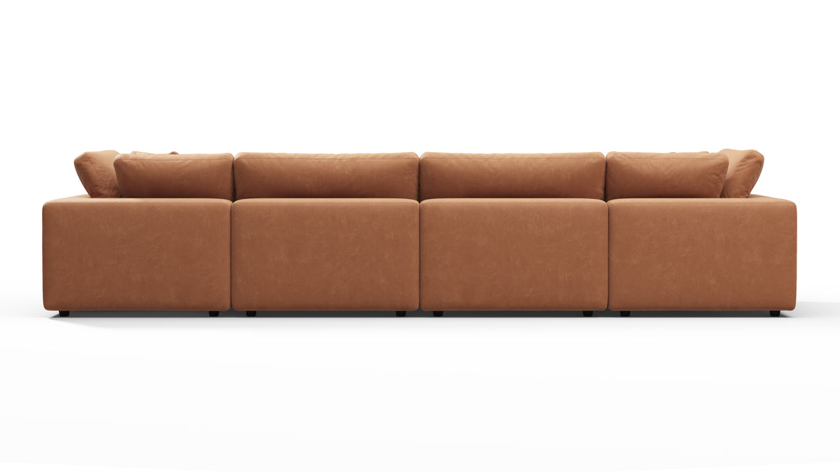 Sky - Sky Sectional Sofa, Four Seater, Tan Vegan Leather