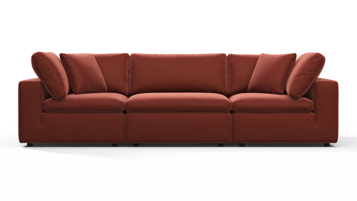 Sky - Sky Sectional Sofa, Three Seater, Cinnamon Velvet