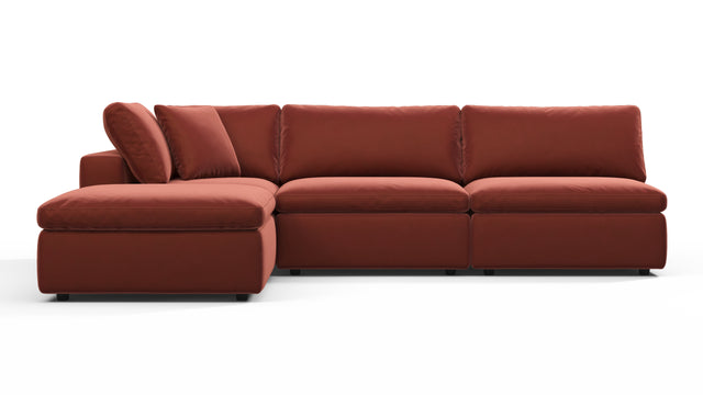 Sky - Sky Sectional Sofa, Three Seater, Left Chaise, Cinnamon Velvet