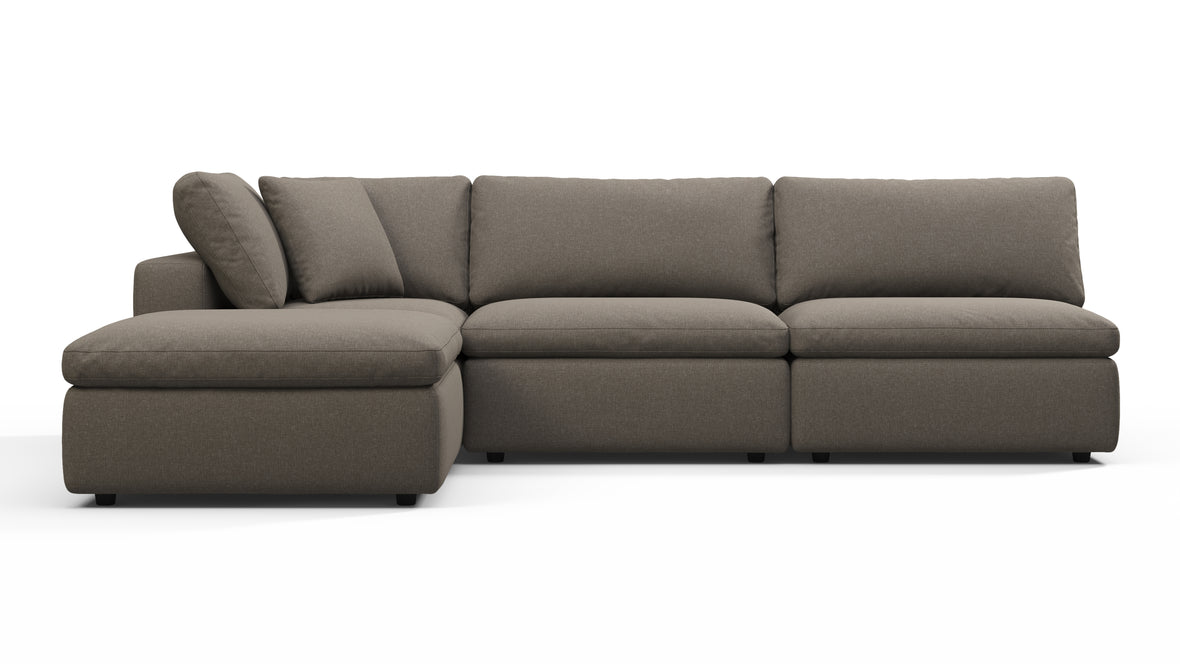 Sky - Sky Sectional Sofa, Three Seater, Left Chaise, Coffee Brushed Weave