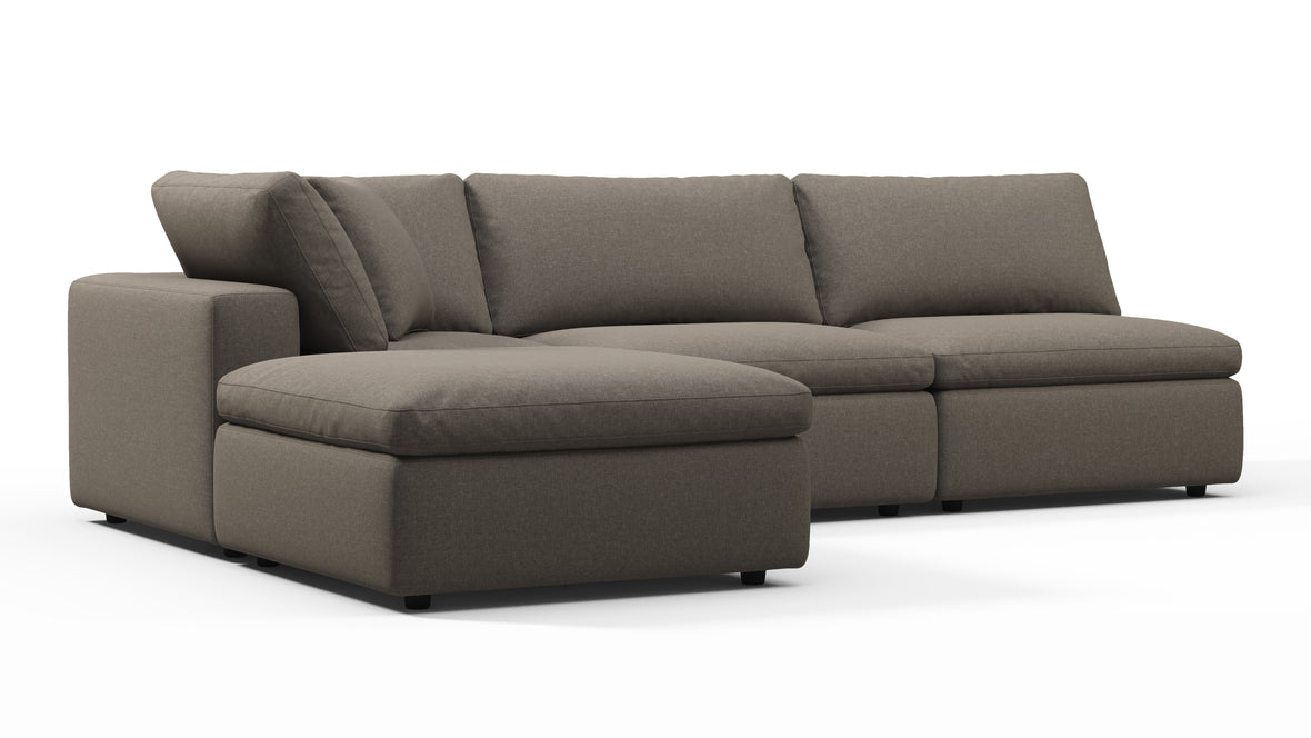 Sky - Sky Sectional Sofa, Three Seater, Left Chaise, Coffee Brushed Weave