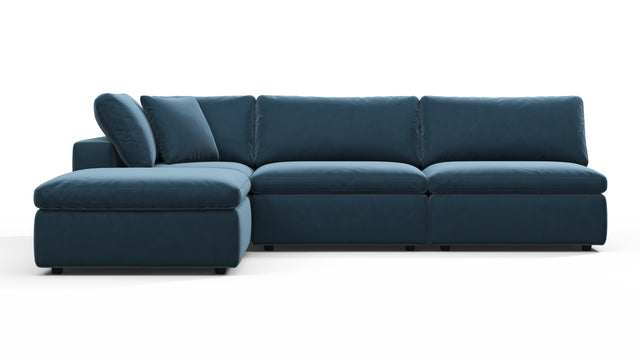 Sky - Sky Sectional Sofa, Three Seater, Left Chaise, Prussian Blue Luxe Velvet