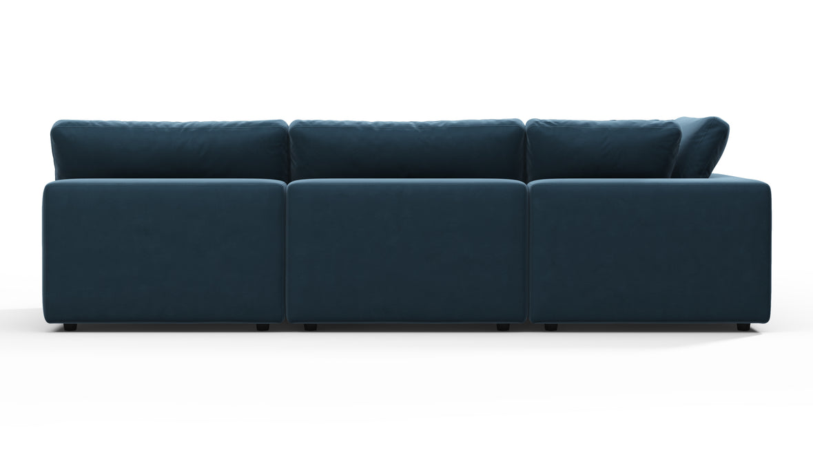 Sky - Sky Sectional Sofa, Three Seater, Left Chaise, Prussian Blue Luxe Velvet