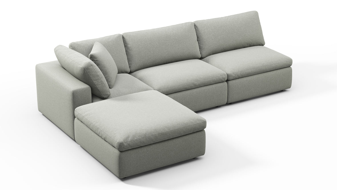 Sky - Sky Sectional Sofa, Three Seater, Left Chaise, Soft Gray Brushed Weave