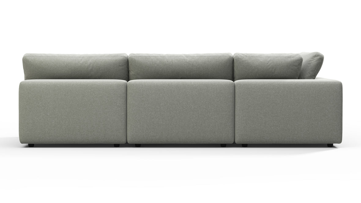 Sky - Sky Sectional Sofa, Three Seater, Left Chaise, Soft Gray Brushed Weave