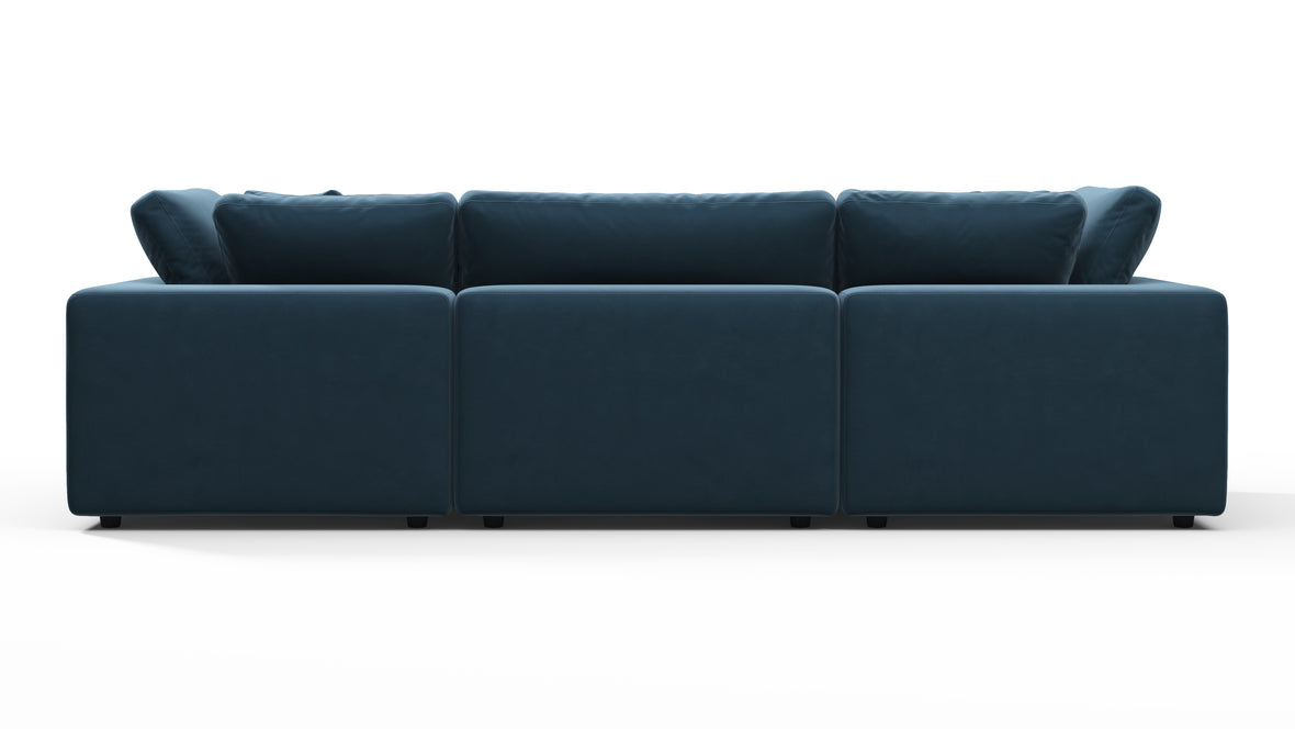 Sky - Sky Sectional Sofa, Three Seater, Prussian Blue Luxe Velvet