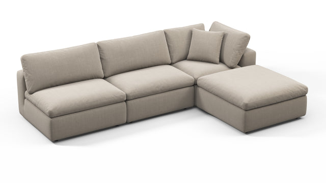 Sky - Sky Sectional Sofa, Three Seater, Right Chaise, Beige Linen