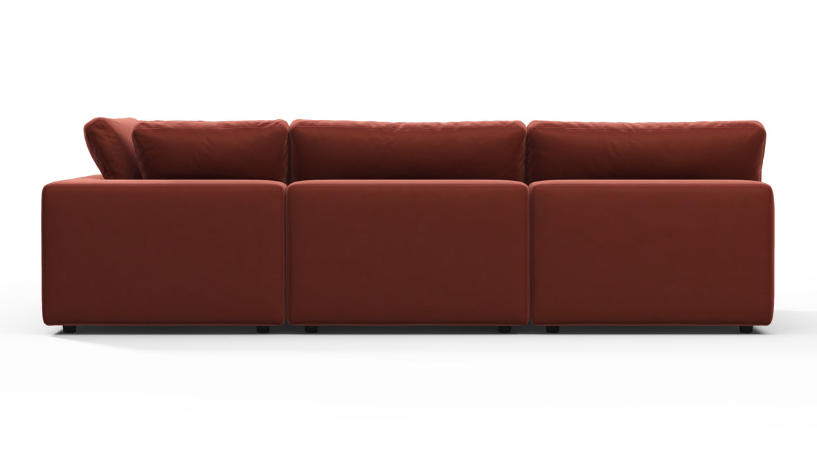 Sky - Sky Sectional Sofa, Three Seater, Right Chaise, Cinnamon Velvet