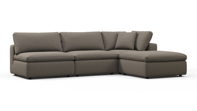 Sky - Sky Sectional Sofa, Three Seater, Right Chaise, Coffee Brushed Weave