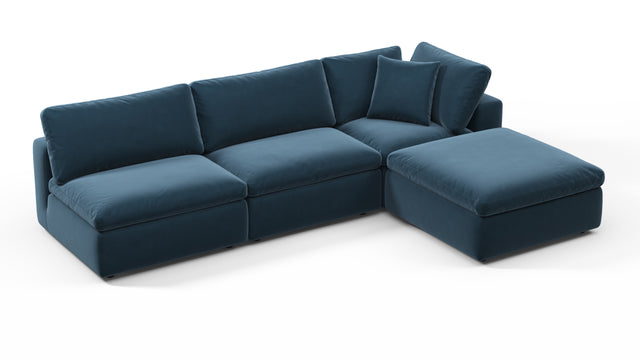 Sky - Sky Sectional Sofa, Three Seater, Right Chaise, Prussian Blue Luxe Velvet