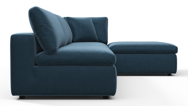 Sky - Sky Sectional Sofa, Three Seater, Right Chaise, Prussian Blue Luxe Velvet