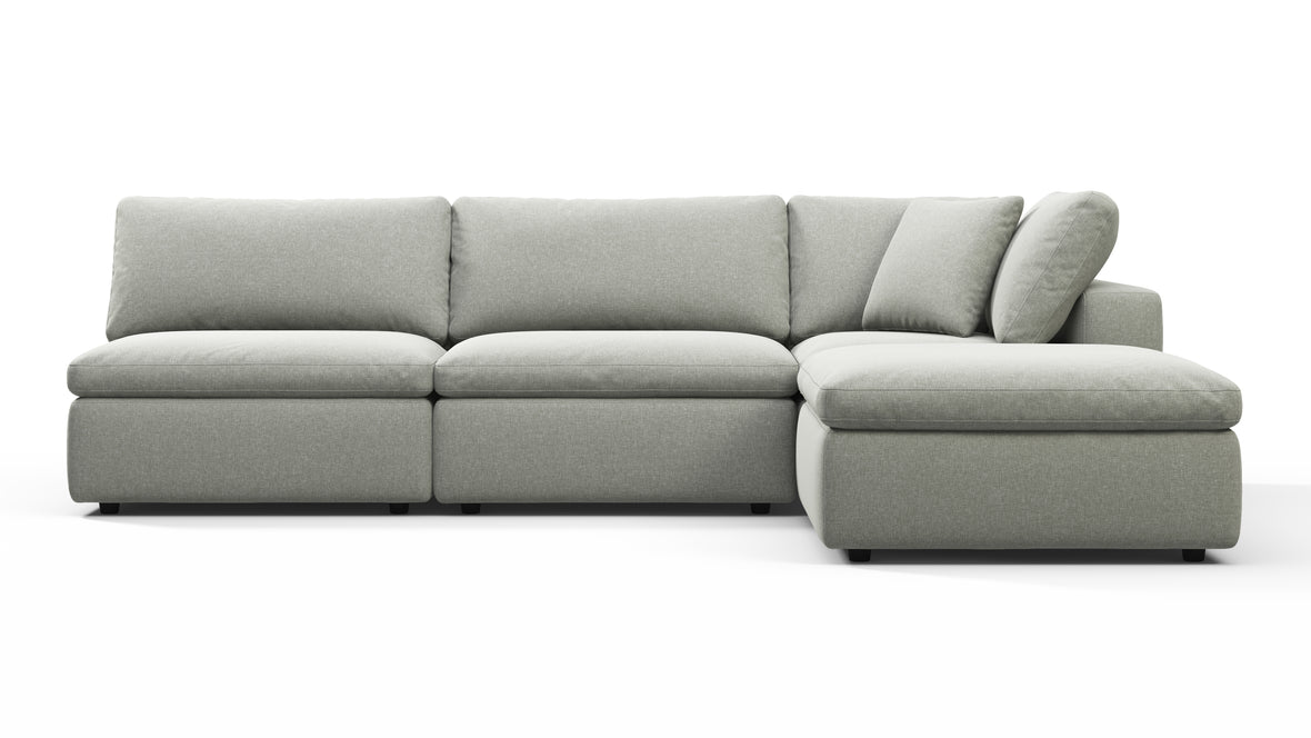 Sky - Sky Sectional Sofa, Three Seater, Right Chaise, Soft Gray Brushed Weave