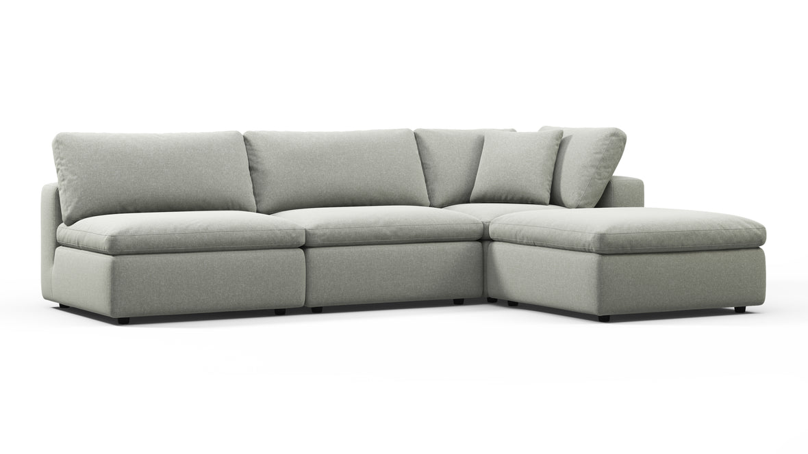 Sky - Sky Sectional Sofa, Three Seater, Right Chaise, Soft Gray Brushed Weave