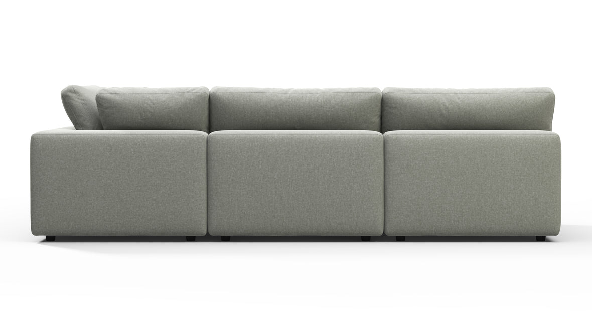 Sky - Sky Sectional Sofa, Three Seater, Right Chaise, Soft Gray Brushed Weave