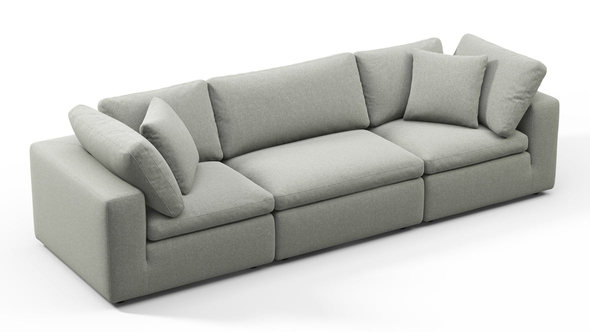 Sky - Sky Sectional Sofa, Three Seater, Soft Gray Brushed Weave