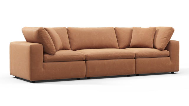 Sky - Sky Sectional Sofa, Three Seater, Tan Vegan Leather